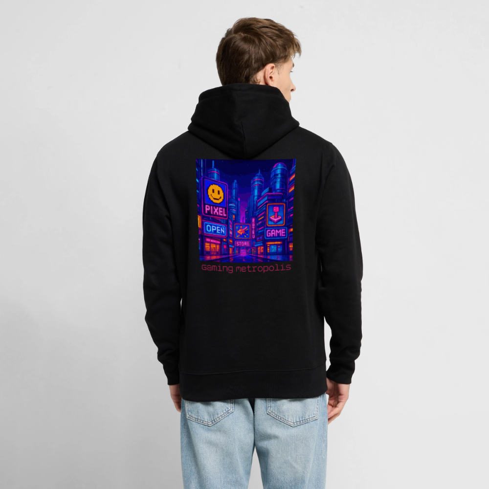 Organic Hoody - Neon Pixel City - black