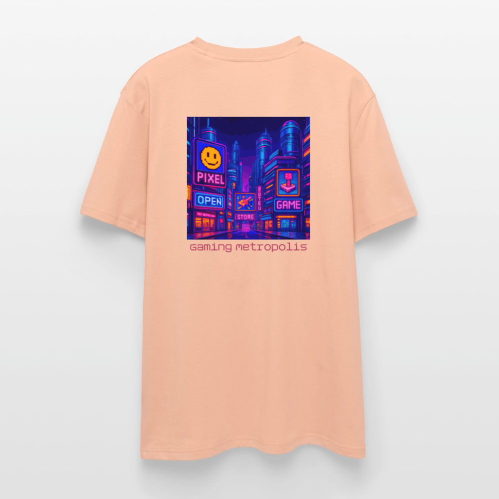 Organic T-Shirt - Neon Pixel City - peach