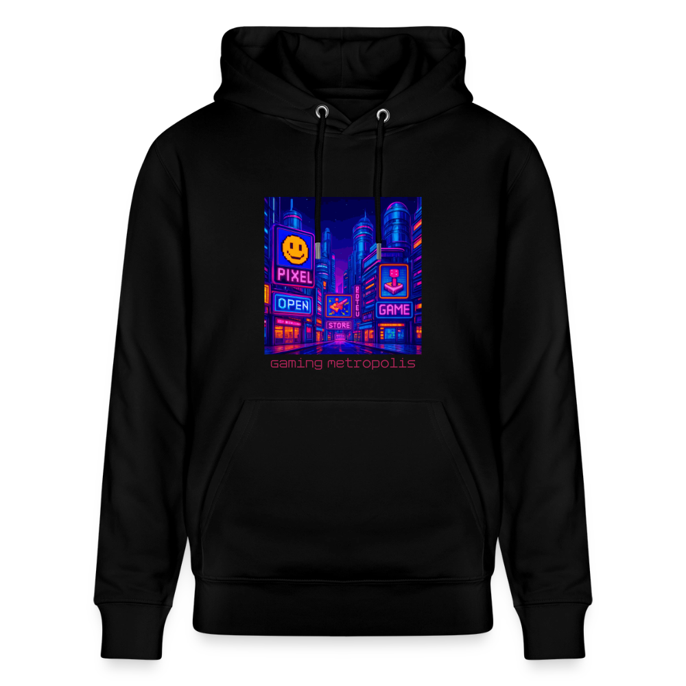 Organic Hoody - Neon Pixel City - black