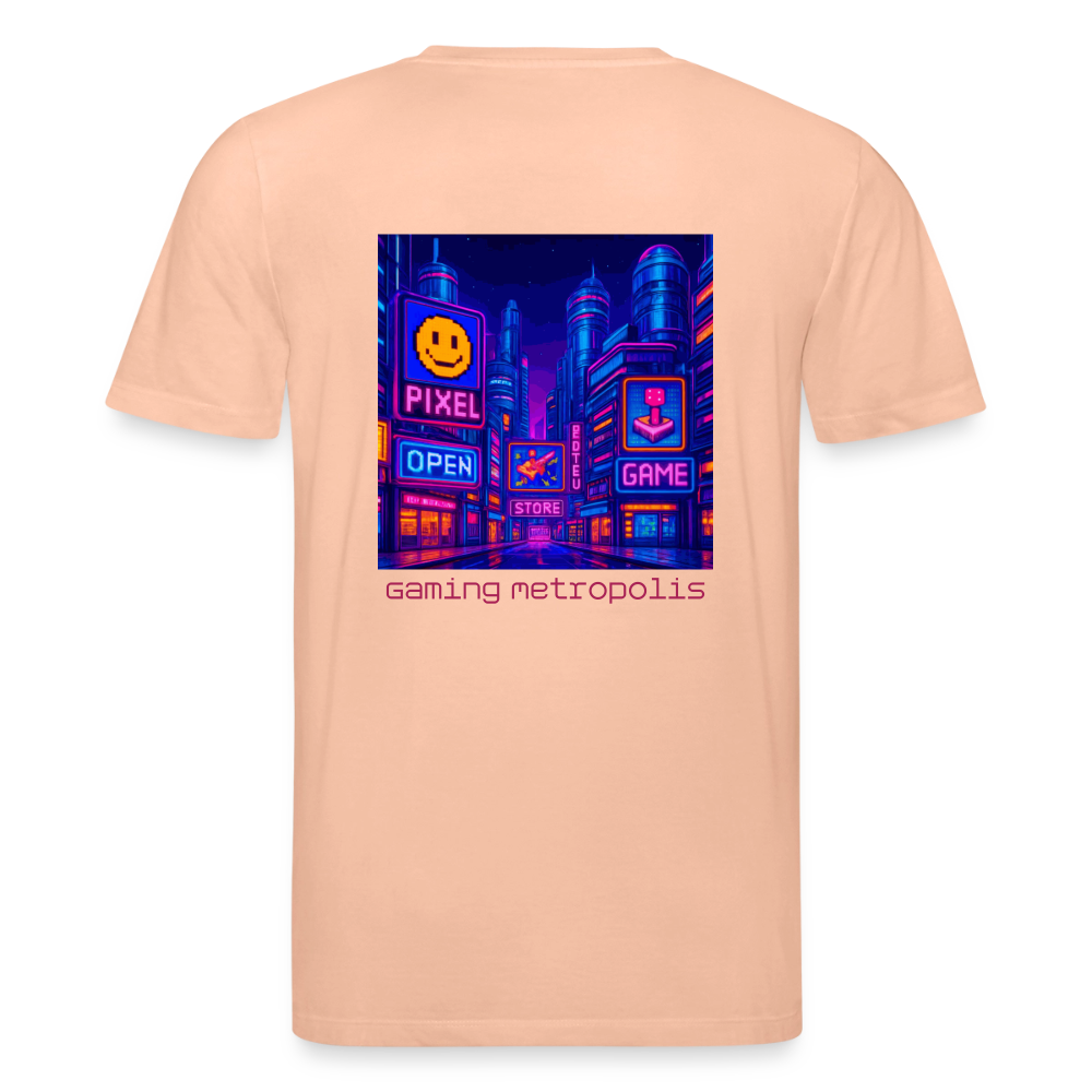 Organic T-Shirt - Neon Pixel City - peach
