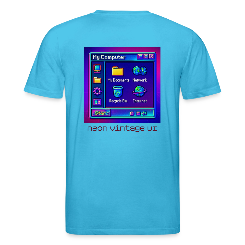 Organic T-Shirt - Retro Desktop - aqua blue