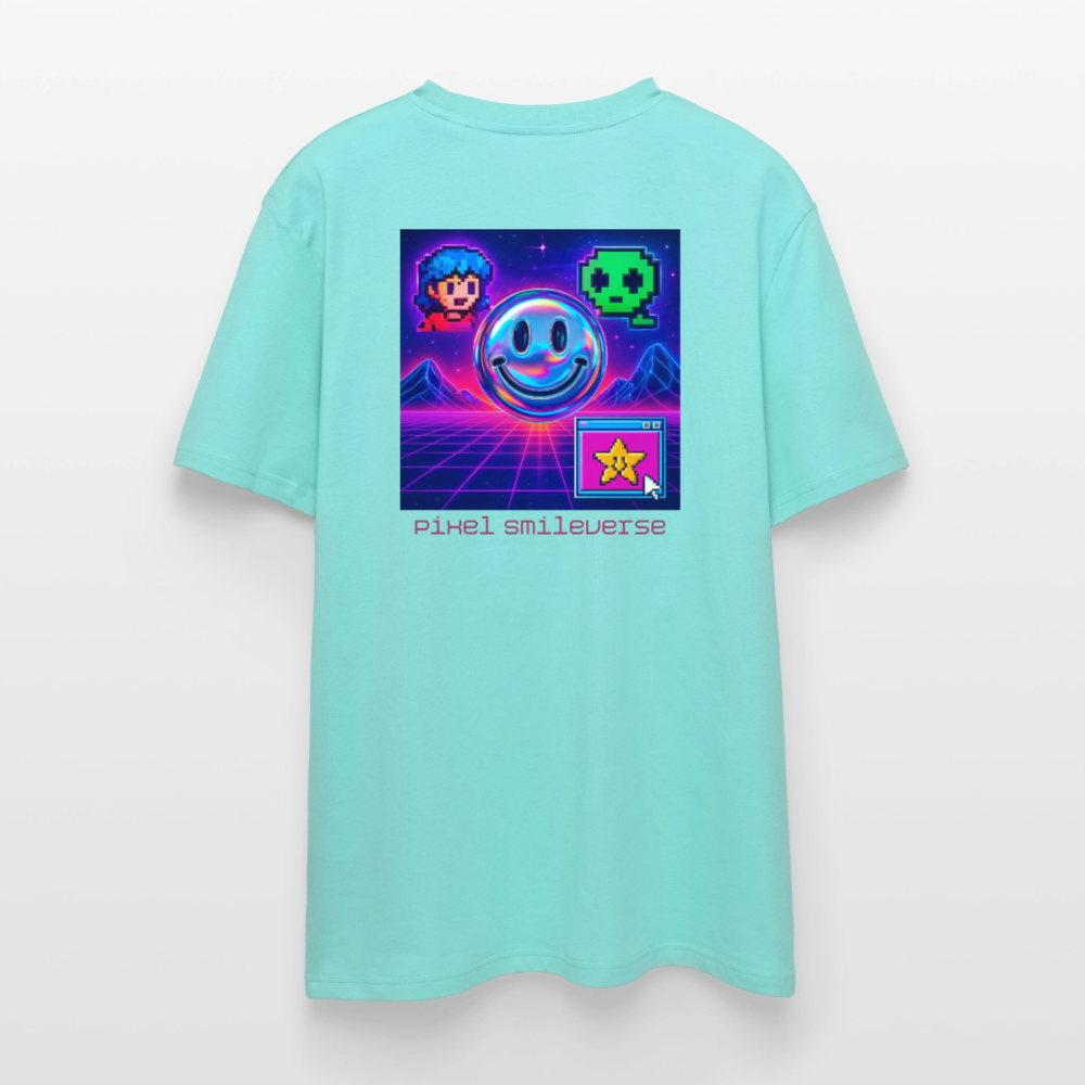Organic T-Shirt - Retro Arcade Dream - pool blue
