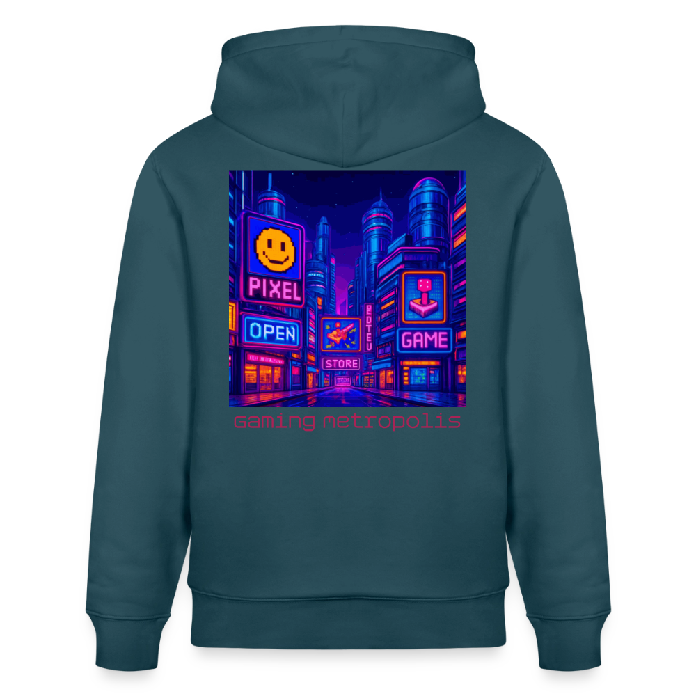 Organic Hoody - Neon Pixel City - stargazer