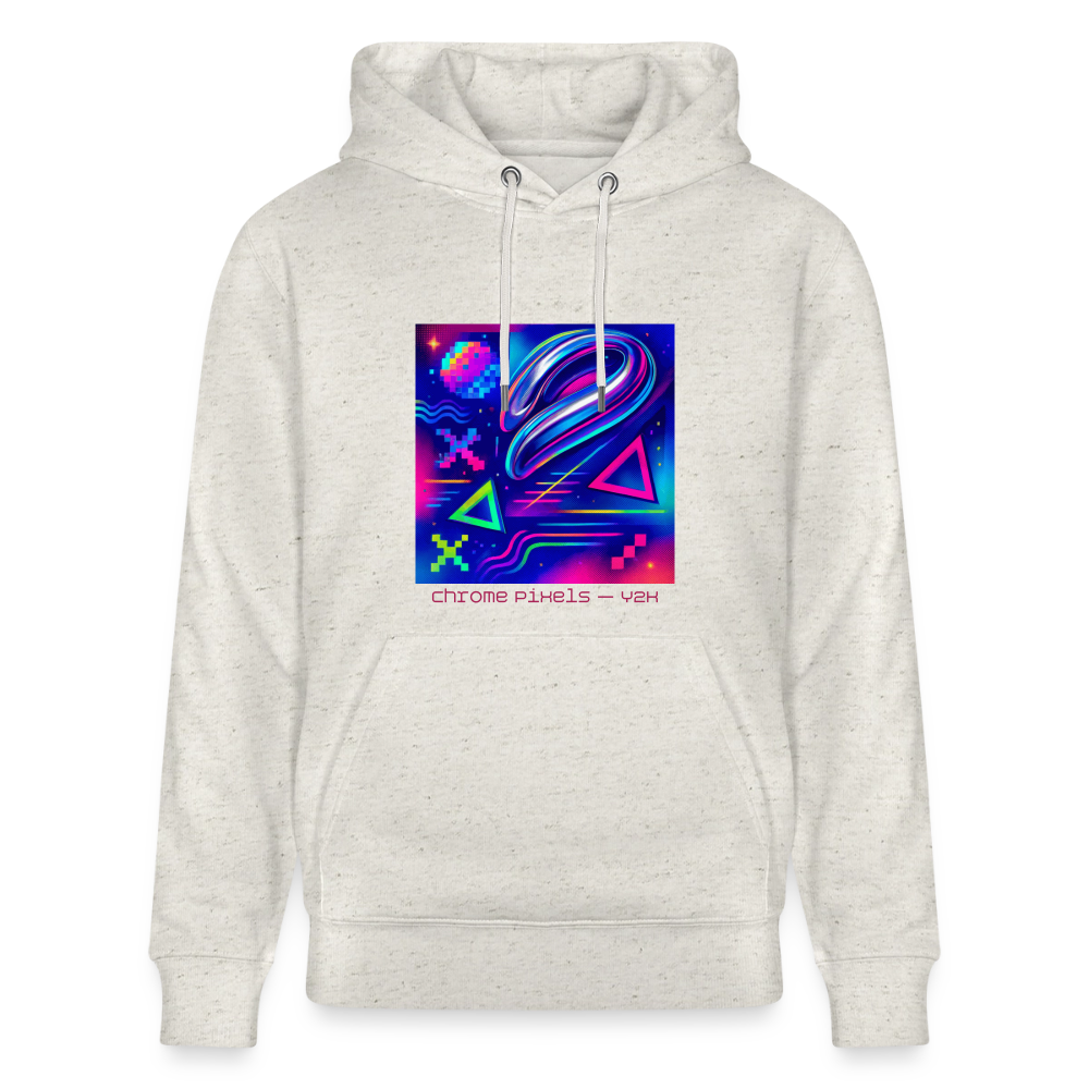 Organic Hoody - Neon Geometrics - heather oatmeal