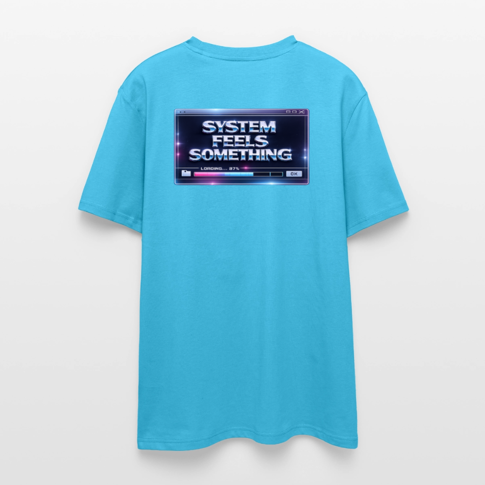 Organic T-Shirt - Sentience Loading Now - aqua blue