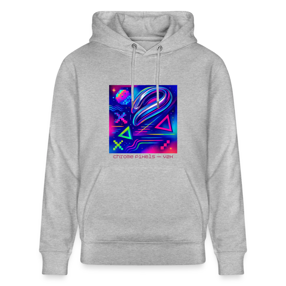 Organic Hoody - Neon Geometrics - heather grey