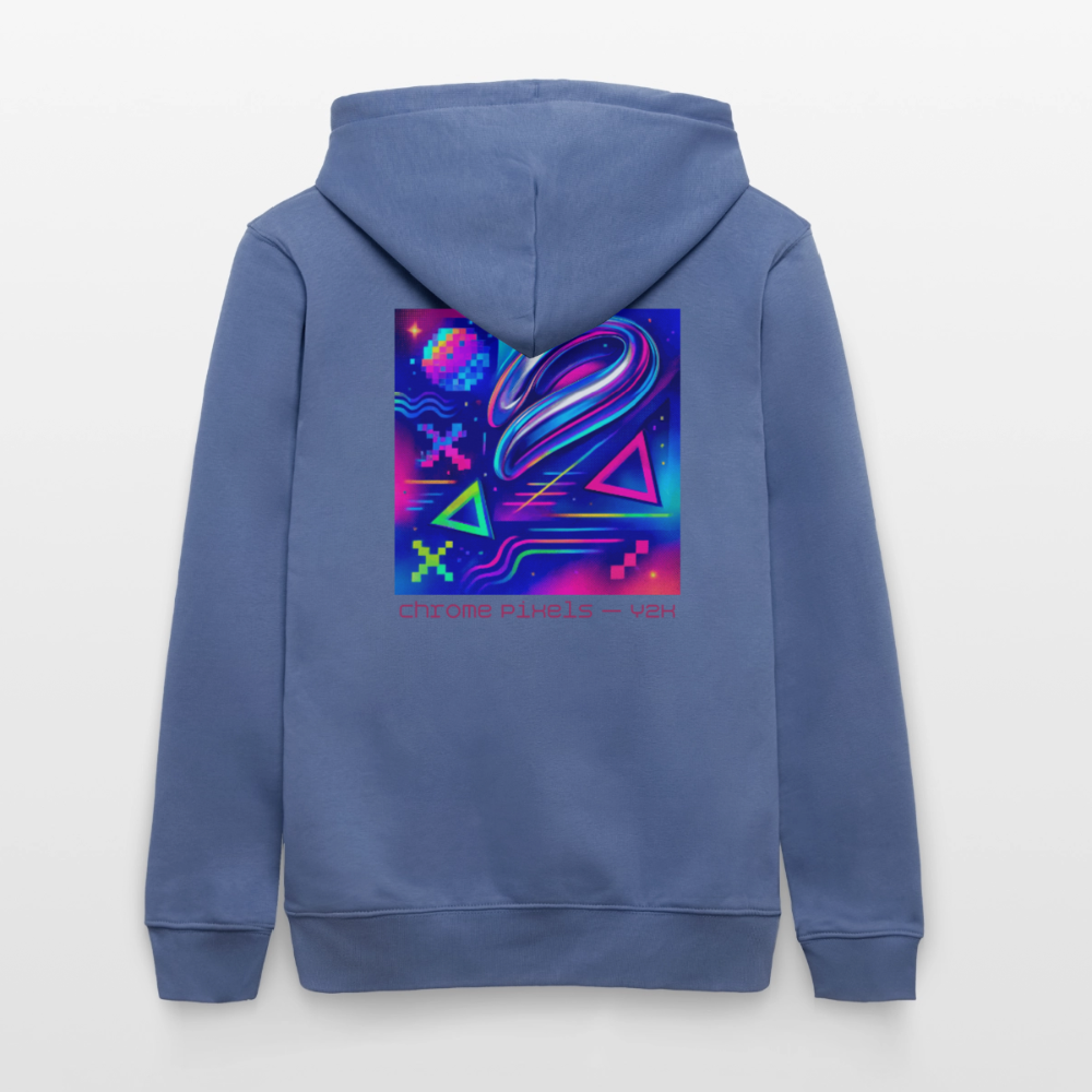 Organic Hoody - Neon Geometrics - bright blue