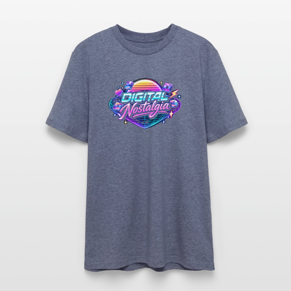 Organic T-Shirt - Retro Future Wave - dark heather blue