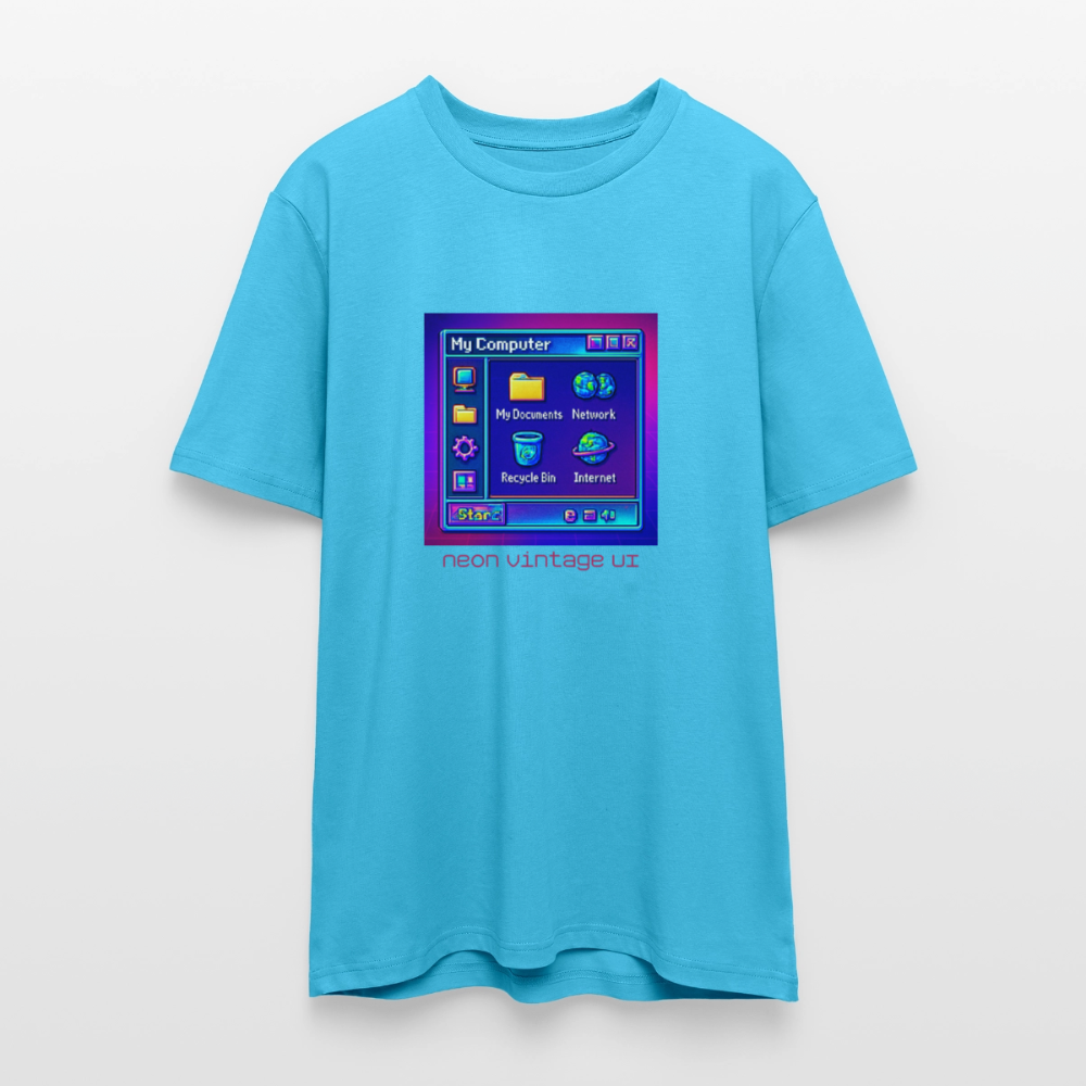 Organic T-Shirt - Retro Desktop - aqua blue