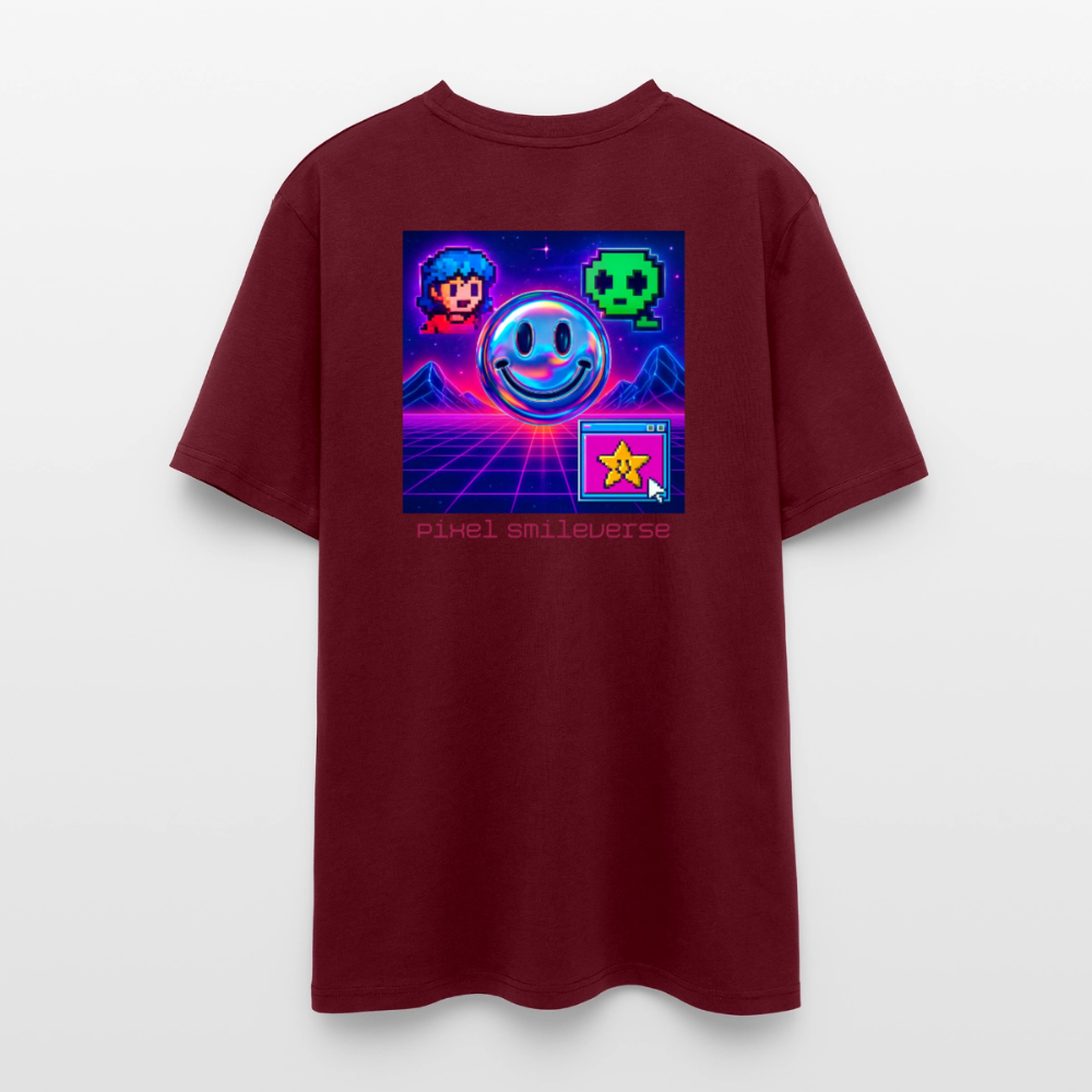 Organic T-Shirt - Retro Arcade Dream - burgundy