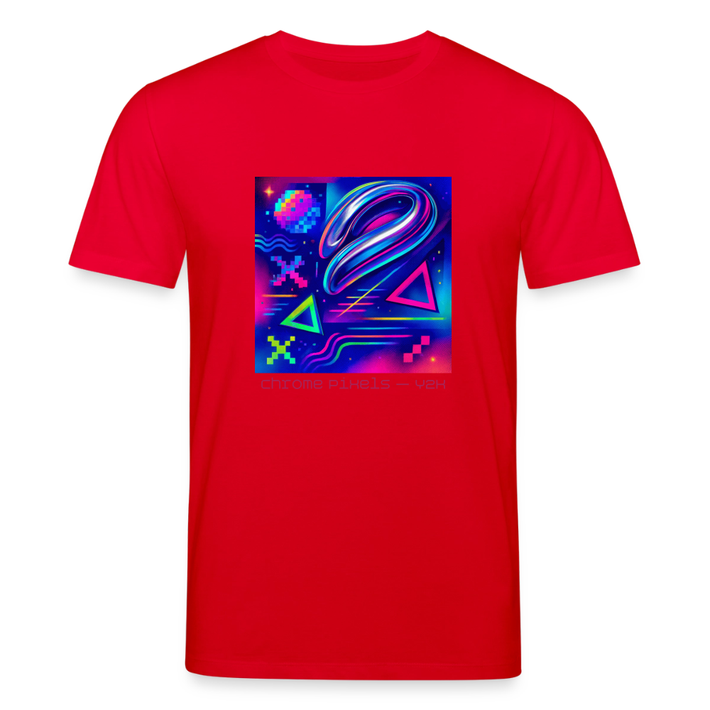 Organic T-Shirt - Neon Geometrics - red