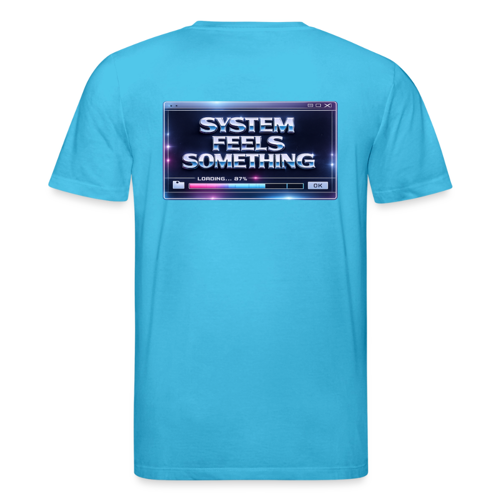 Organic T-Shirt - Sentience Loading Now - aqua blue