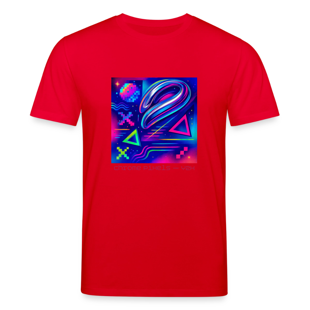 Organic T-Shirt - Neon Geometrics - red