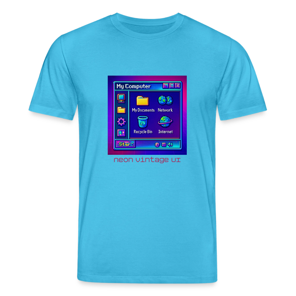 Organic T-Shirt - Retro Desktop - aqua blue