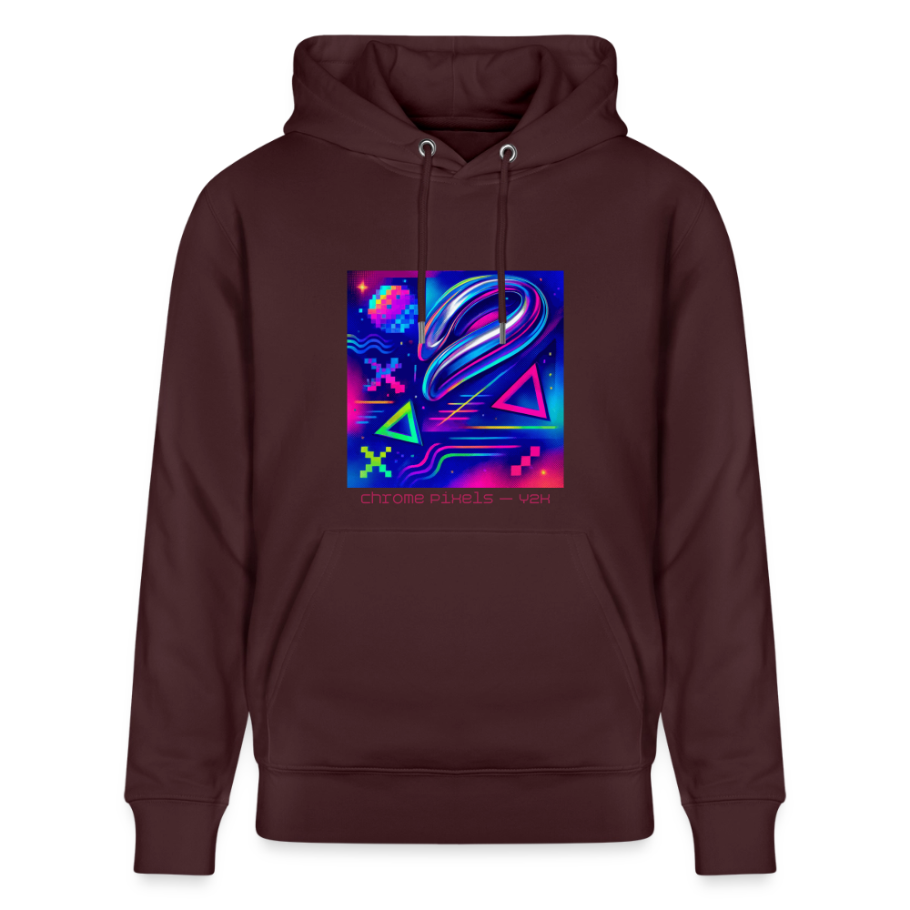 Organic Hoody - Neon Geometrics - maroon