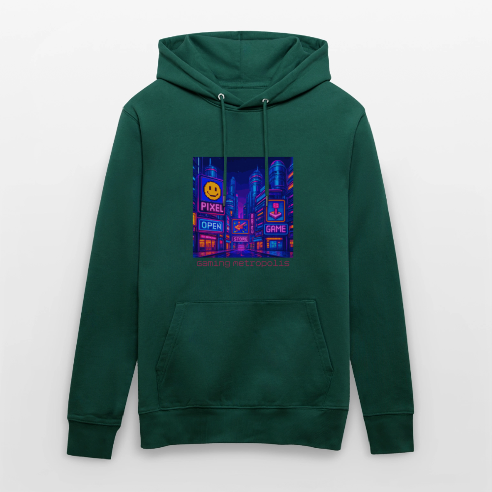 Organic Hoody - Neon Pixel City - forest