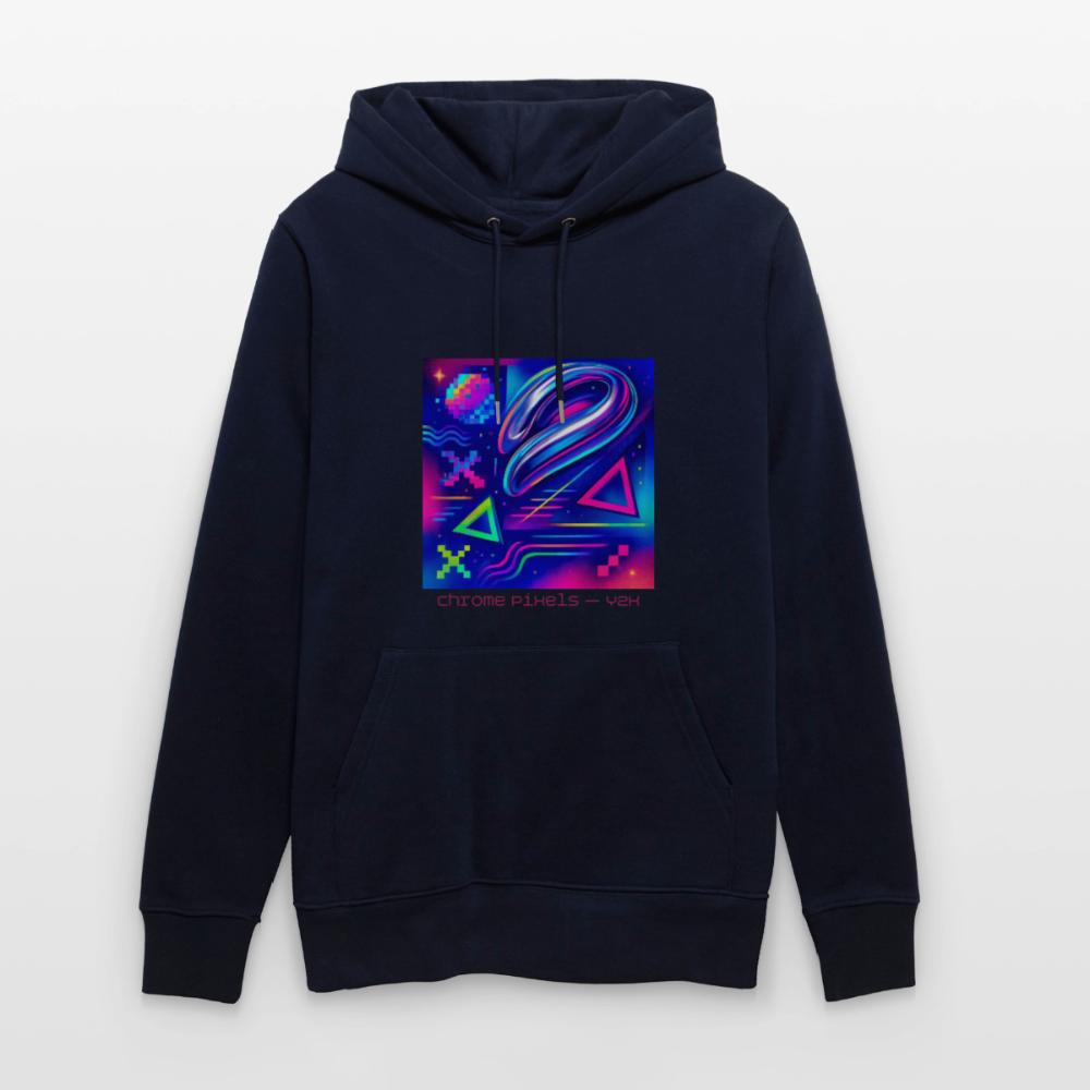 Organic Hoody - Neon Geometrics - navy