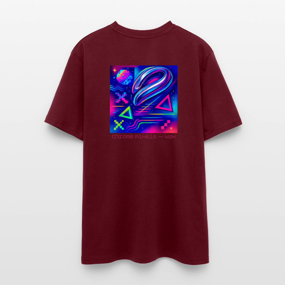 Organic T-Shirt - Neon Geometrics - burgundy