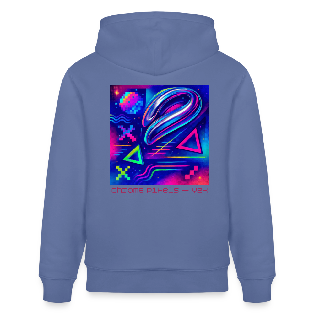 Organic Hoody - Neon Geometrics - bright blue