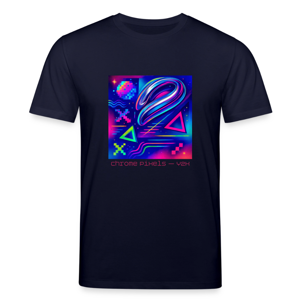 Organic T-Shirt - Neon Geometrics - navy