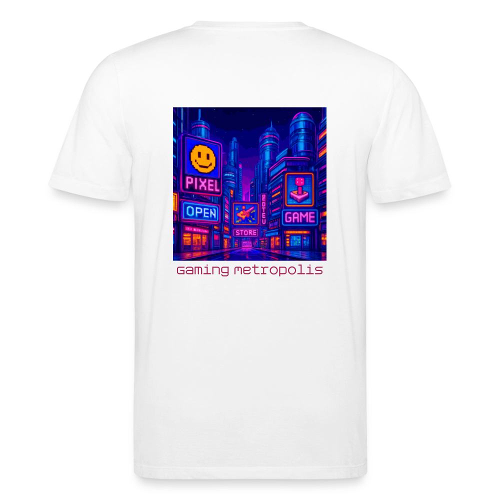 Organic T-Shirt - Neon Pixel City - white