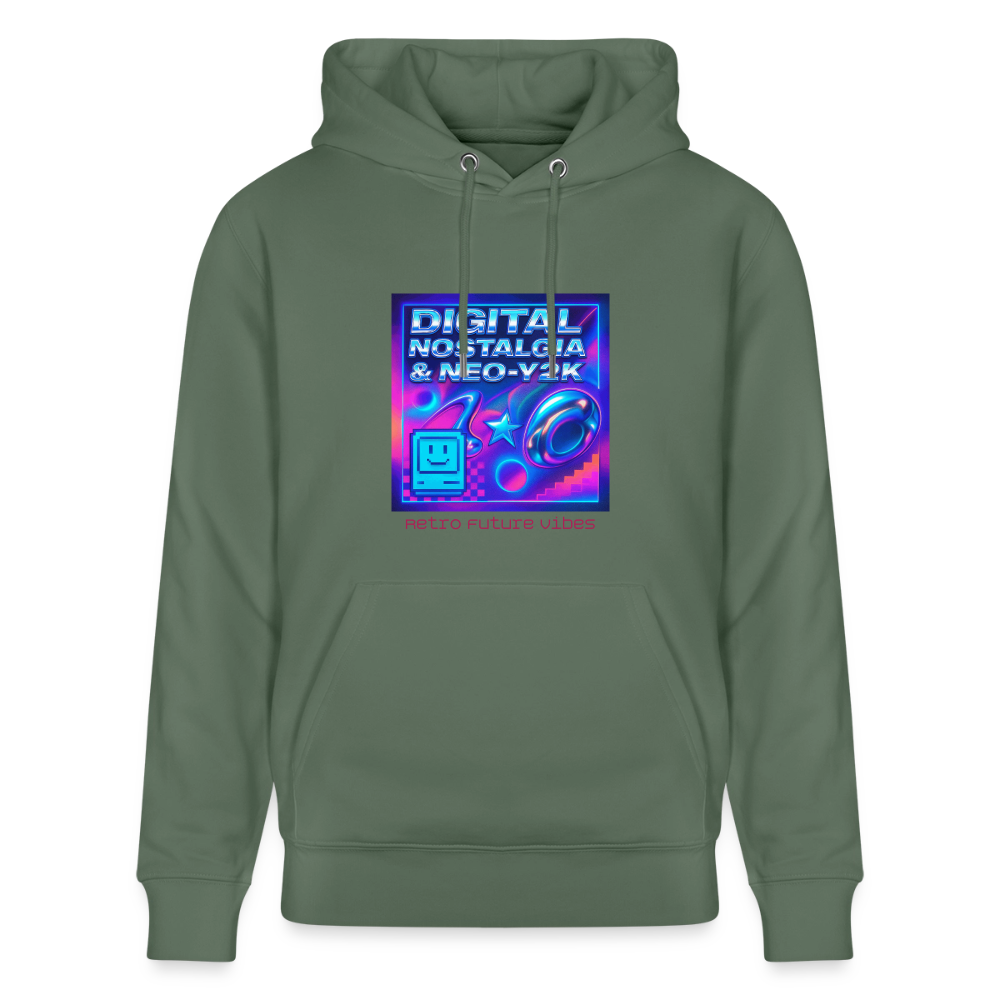 Organic Hoody - Digital Nostalgia - cypress green